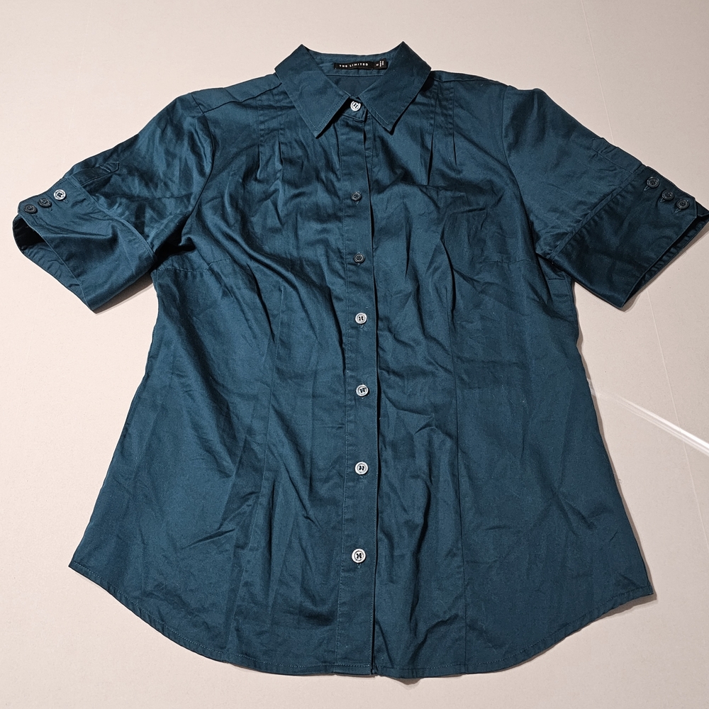 The Limited Blue Button Down Shirt with Short Sleeves